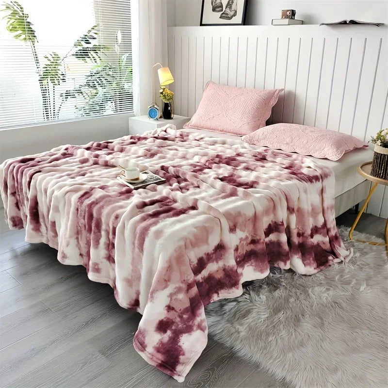Polyester Plush Faux-Fur-Style Throw Blanket — Selected Color and Size