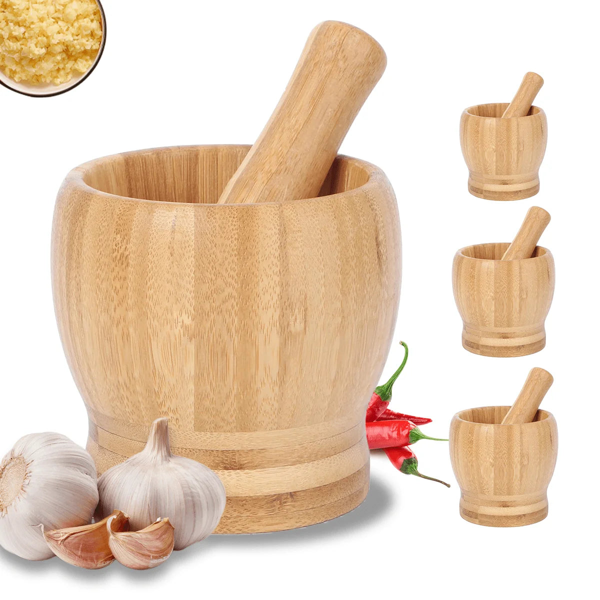 Leeseph Bamboo Mortar and Pestle Set