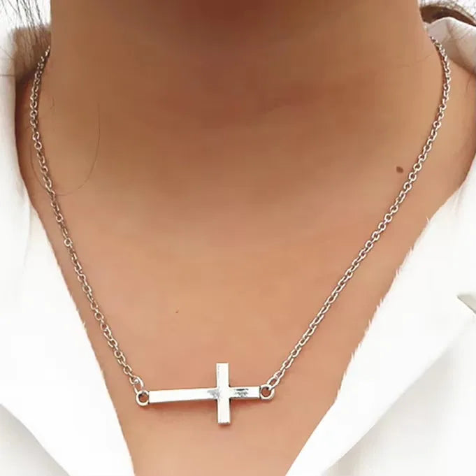 New Minimalist Pendant Women's Necklaces Cross Leaf Silver Color Knot Design Female Neck Jewelry Infinity Multilayers Collares