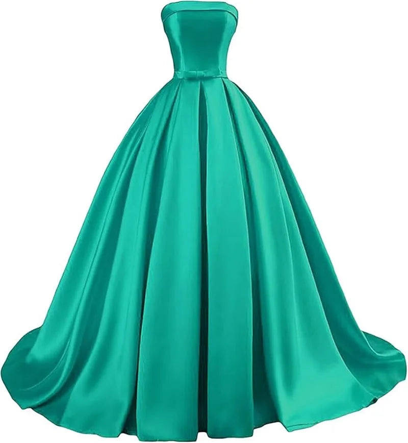 Customized Strapless Satin Prom Dresses robes de soirée Long A-line Formal вечернее платье Evening Party Gowns with Pockets