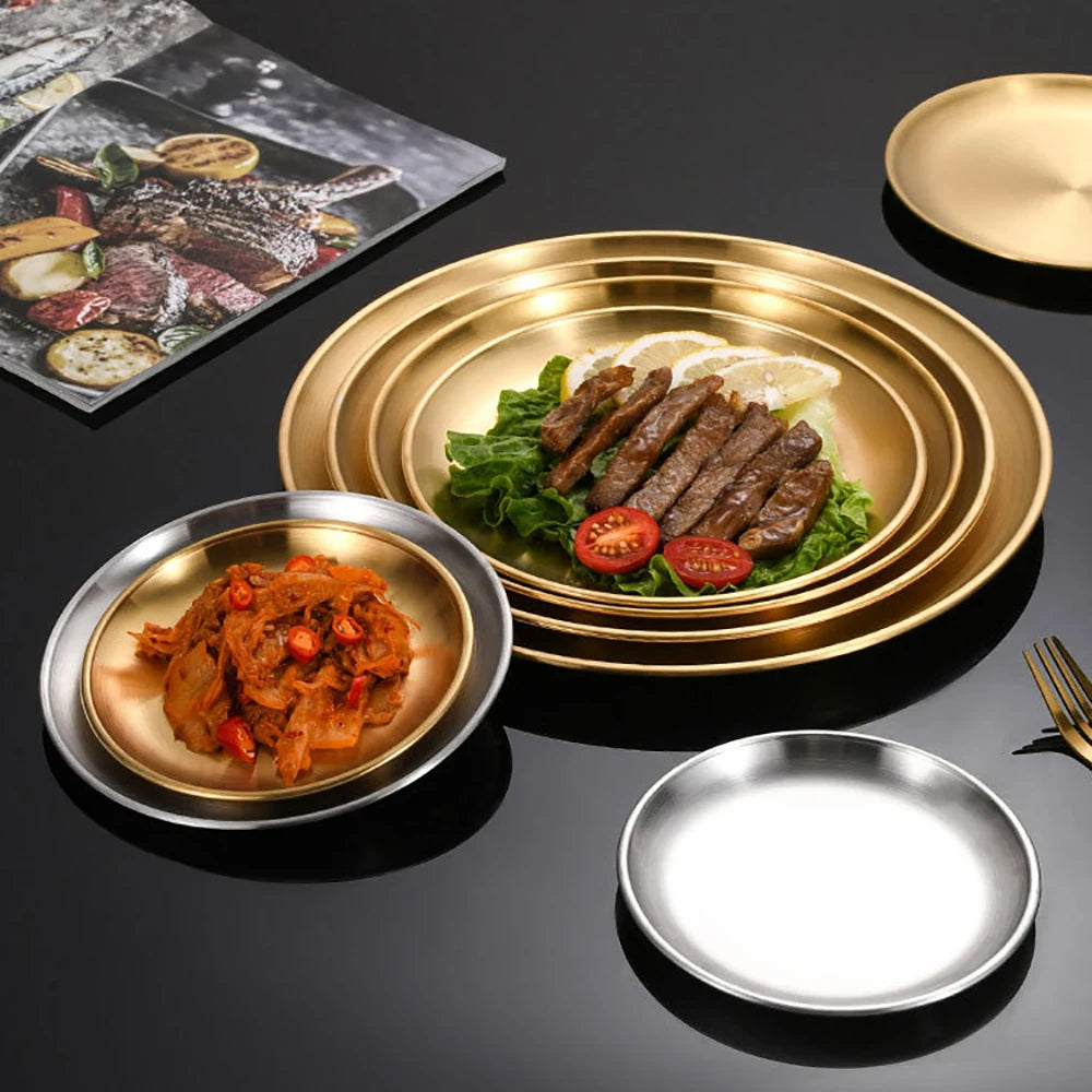 Round Stainless Steel Serving Tray