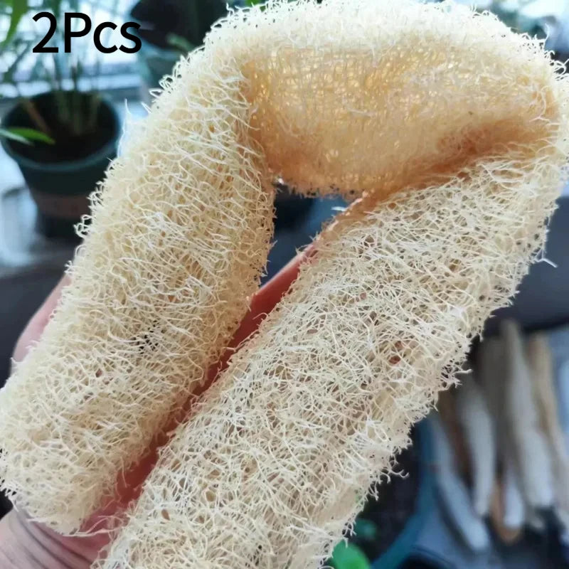 Natural Loofah Scrubber 1/2Pcs Body Exfoliating Brush Spa Bathing Tool MultiPurpose Cleaner for Bathroom Kitchen Daily Cleansing