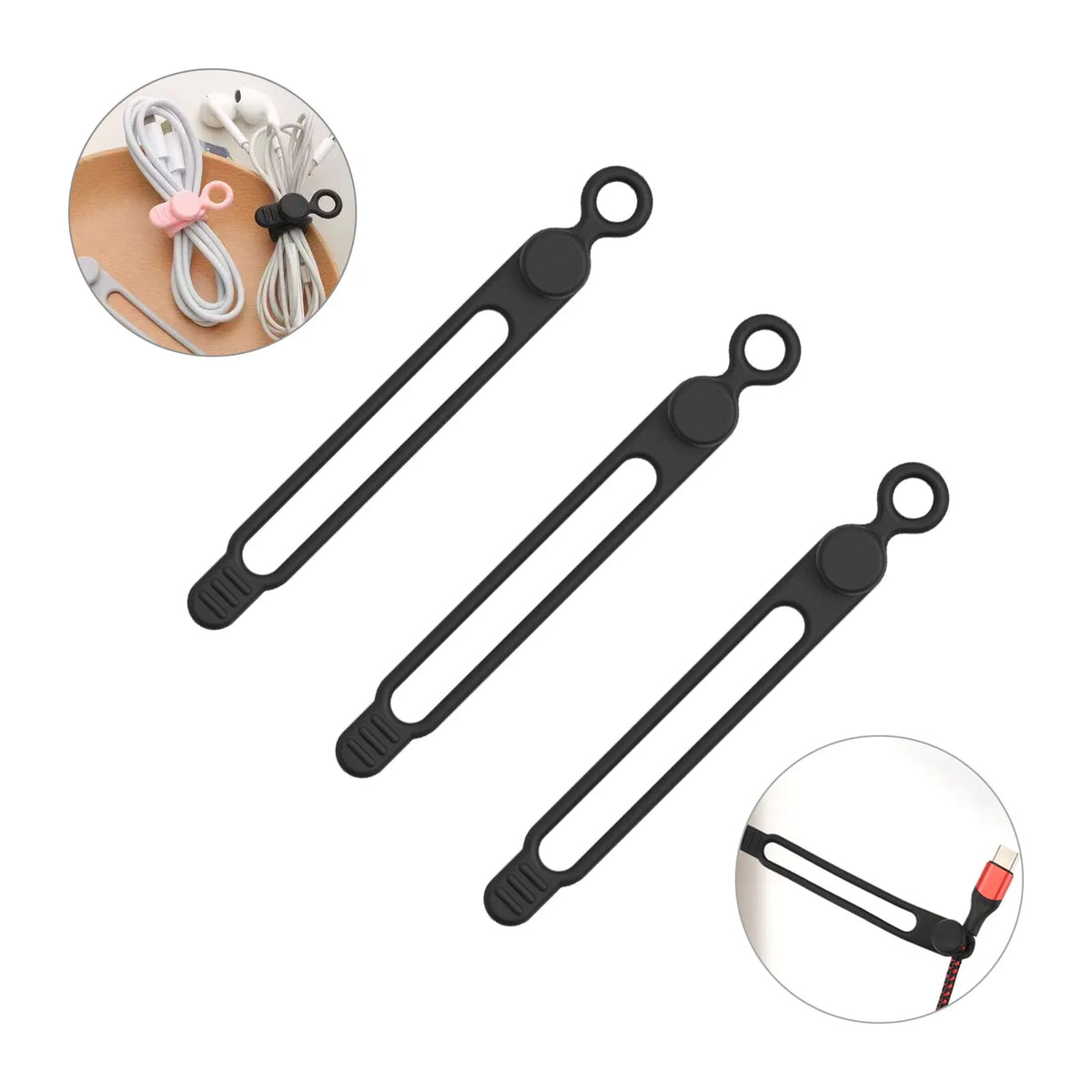 Reusable Silicone Cable Ties — Selected Color and Pack