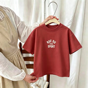 1-7 Age Girl Boy Clothing T-shirt Tops Short-sleeved Round Collar Casual Tshirts Children's Clothes Simple Versatile Kids Tshirt