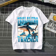 Tralalero Tralala Cotton T-shirt Kids Anime Tungtung Sahur Brainrot Tees Boy Girl Summer Short Sleeve Children Clothes Tops Gift