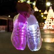 Fiber Optic Fabric Light Up 11 Colors Flashing Teenager Girls&boys Usb Rechargeable Luminous Sneakers Shoes