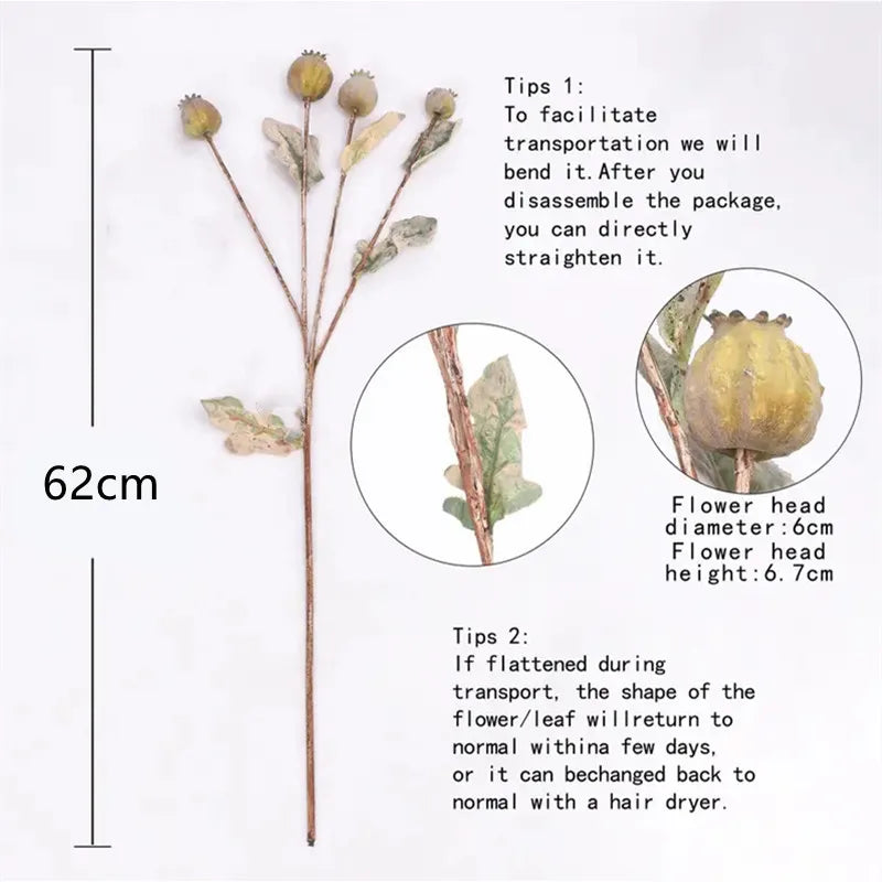 Artificial Seed-Pod Decorative Stem — 1 Piece, Selected Color