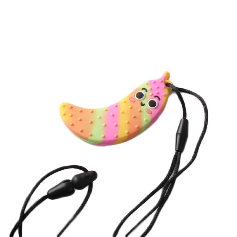 BPA Free Silicone Baby Teether Cartoon Newborn Sensory Chew Necklace Pendant Teething Toys for Autism ADHD Special Care Teethers