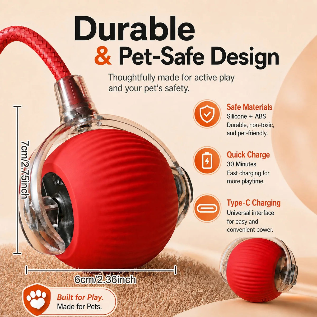 Rechargeable Rolling Cat Toy — Interactive Chase Ball