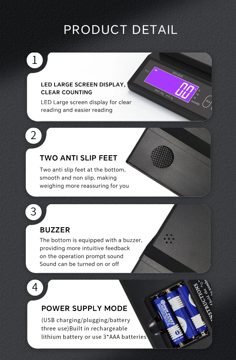 Rechargeable Stainless Steel Digital Kitchen Scale