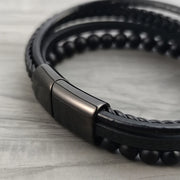 2025 Luxury Charm Stainless Steel Men's Natural Stone Bracelet Bracelet High Quality Magnet Clasp Christmas Gift