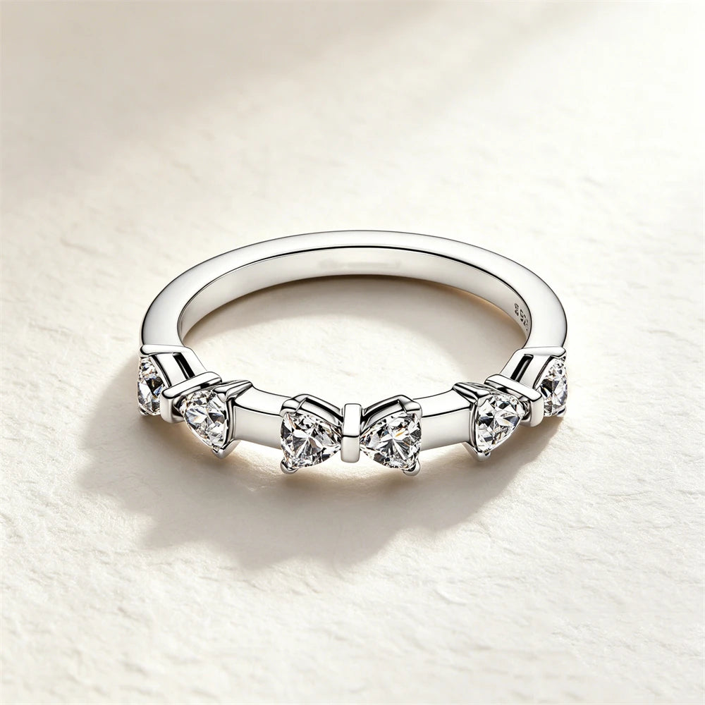 2026 New 925 Silver Sun Star Moon Bow Ring, Size 6 7 8 9, Suitable for European Women's Original Charm High Jewelry Gifts