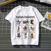 Tralalero Tralala Cotton T-shirt Kids Anime Tungtung Sahur Brainrot Tees Boy Girl Summer Short Sleeve Children Clothes Tops Gift