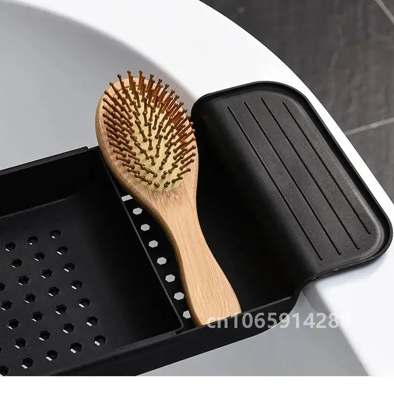 Extendable Plastic Bathtub Tray — 55.6–78.8 cm, Black or White