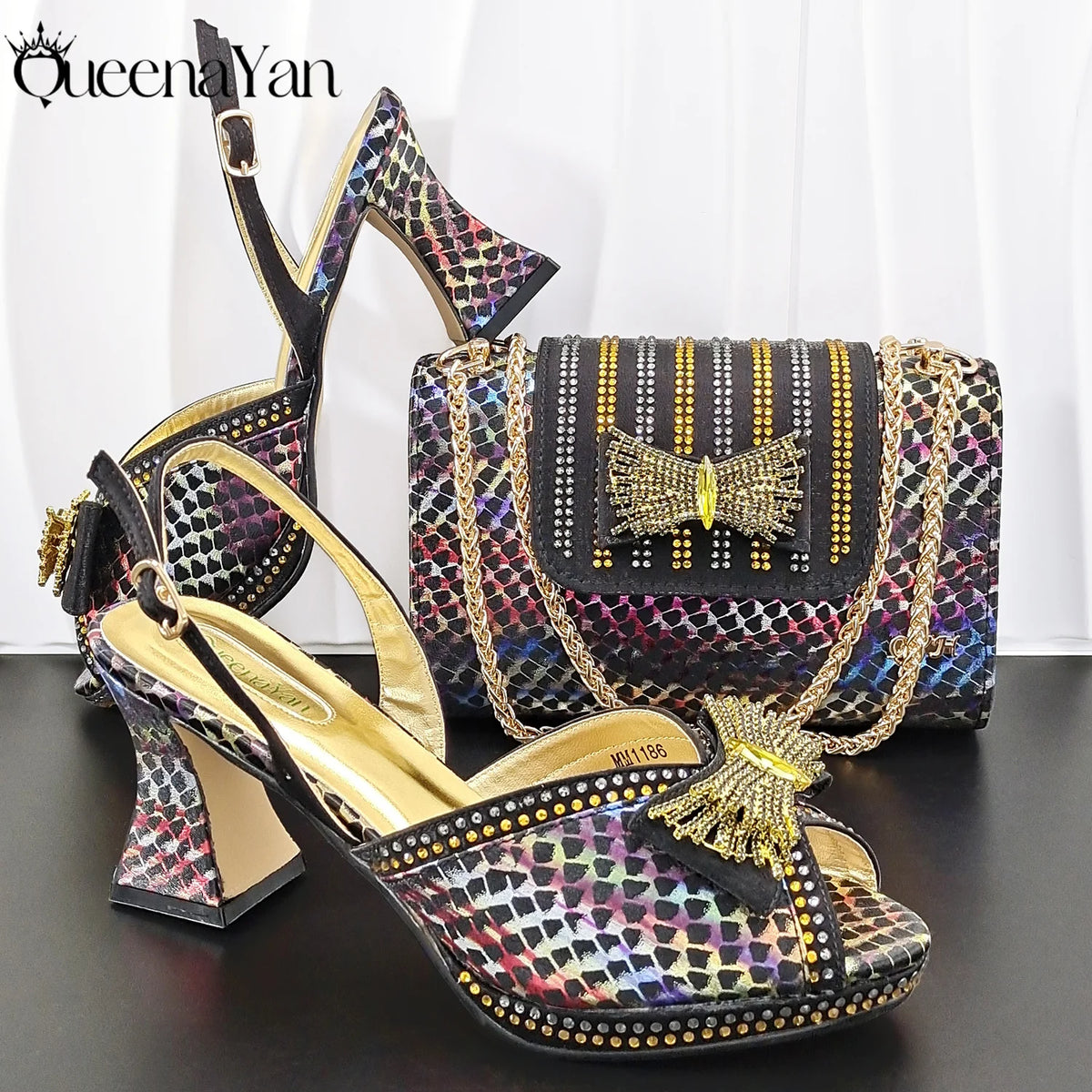 Rhinestone Ankle Strap Heels