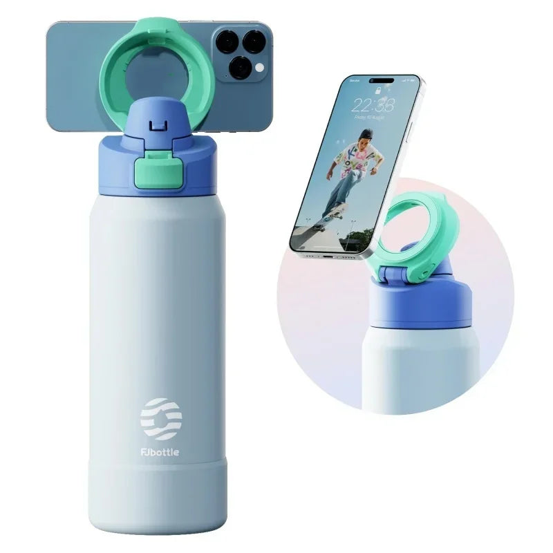 Stainless Steel Insulated Bottle with Magnetic Phone Holder — 710 or 950 mL