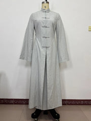 Eid Skirt Suit Women Long Coat Skirts 2 Piece Set Ramadan Single Breasted Morocco Dubai Muslim Robe Ensemble Arabic Outfits