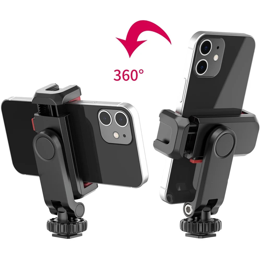 ST-06S Dual Head Phone Holder Horizontal and Vertical Phone Holder DSLR Camera Monitor Holder for Smartphone Vlogging