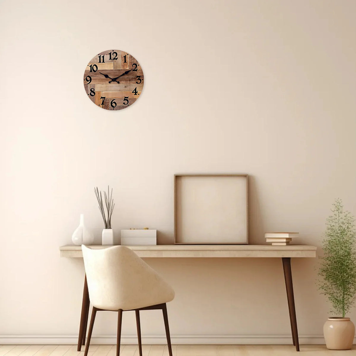 Wood-Look Quartz Wall Clock — 10–16 Inches, Battery Not Included