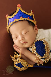 ❤️Newborn Photography Clothing Crown*2+Jumpsuit+Scepter 4Pcs/set Baby Boy Photo Props Accessories King Clothes Outfits