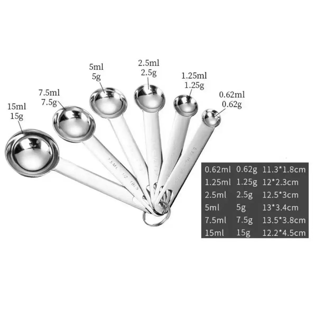Stainless Steel Measuring Spoons — Selected 4-, 6- or 8-Piece Set