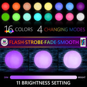 1-4PCS Floating Pool Lights with 16 Colors LED Glowing Inflatable Beach Balloon 20cm Waterproof Outdoor Swimming Pool Ball Light