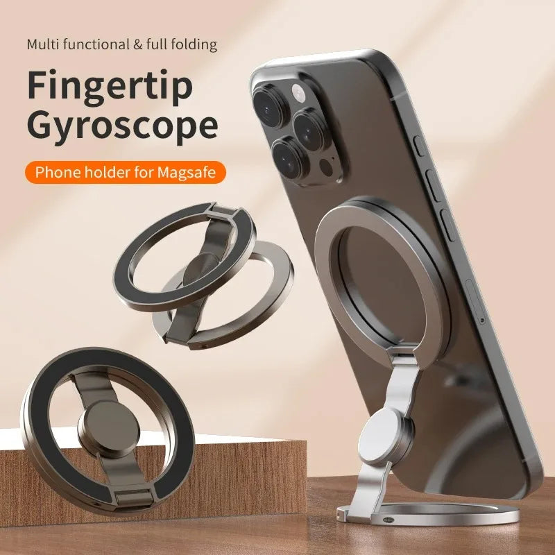 Fidget Spinner Magnetic Phone Holder for MagSafe Foldable Fingertip Gyroscope Ring Grip Kickstand Universal Strong Magnet Stand