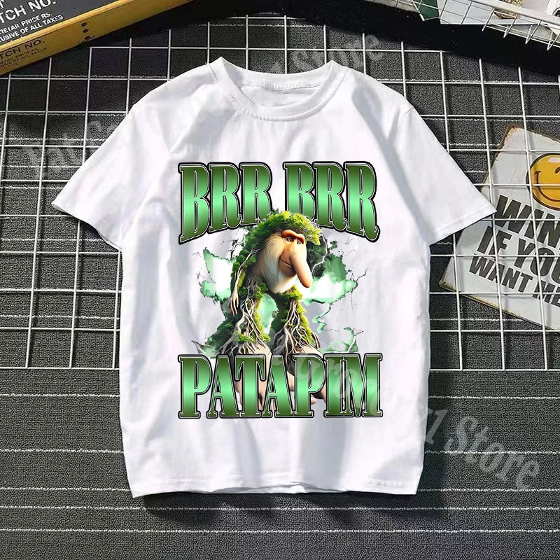 Tralalero Tralala Cotton T-shirt Kids Anime Tungtung Sahur Brainrot Tees Boy Girl Summer Short Sleeve Children Clothes Tops Gift