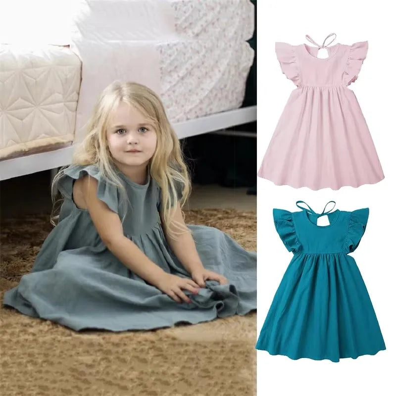 Linen Cotton Baby Ruffle Dress