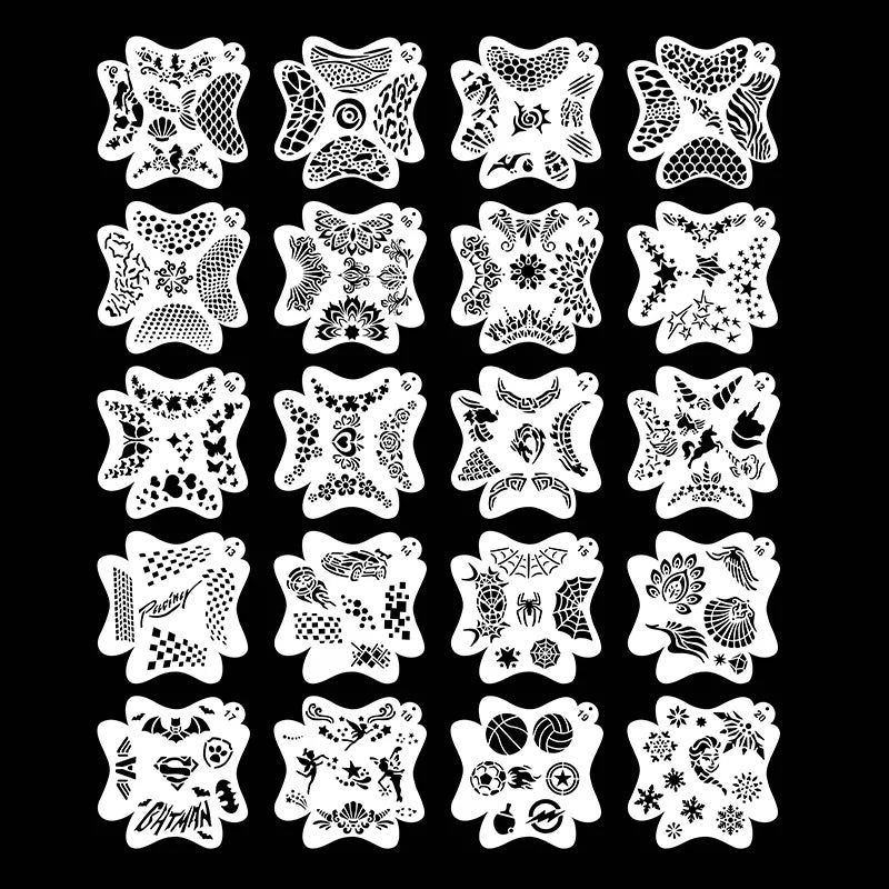 10 Pcs Children Stencils Face Painting Washable Body FaceTattoo Spray Painting DIY Template For Kids 13*13cm Holiday Decorations
