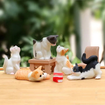 Mini Resin Cat Figurines & Accessories — Selected Piece or 6-Piece Set