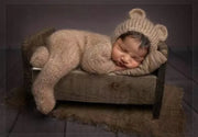 2pc/set Baby Outfits  Newborn Photography Props Romper Bear Jumpsuit Crochet Hat Wool Baby Boy Girl Animal Photo Prop