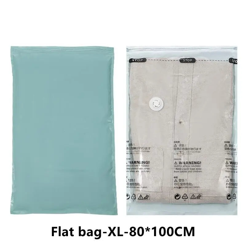 Pump-Free Vacuum Storage Bag — Flat or Cubic, Selected Size