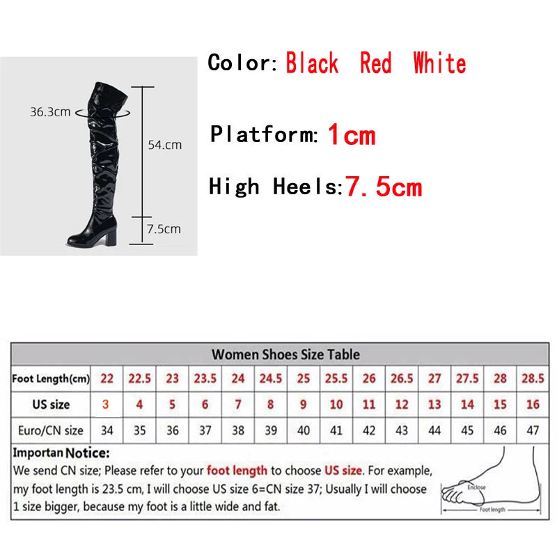 Patent Leather Thigh-High Boots