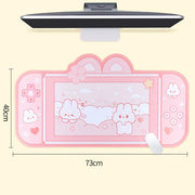 Large Kawaii Gaming Mouse Pad Cute Pink Purple Sakura Bunny Desk Pad Water Proof Nonslip Laptop Desk Accessories for Gaming