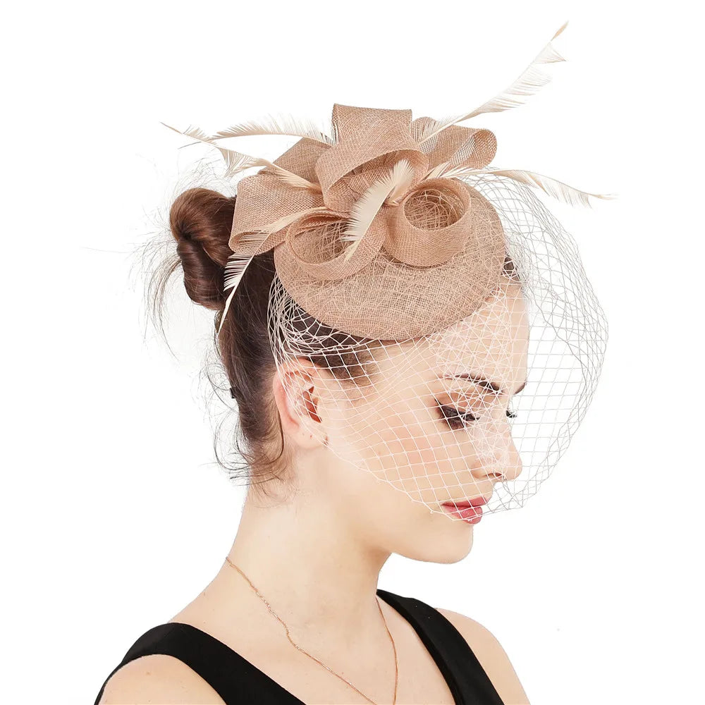 Women's Fascinator Hat Imitation Sinamay Feather Tea Party Pillbox Flower Derby Millinery Church Cocktail Headwear New Design