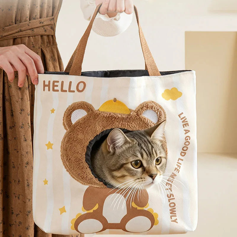 Canvas Pet Carrier Tote — For Cats & Small Dogs