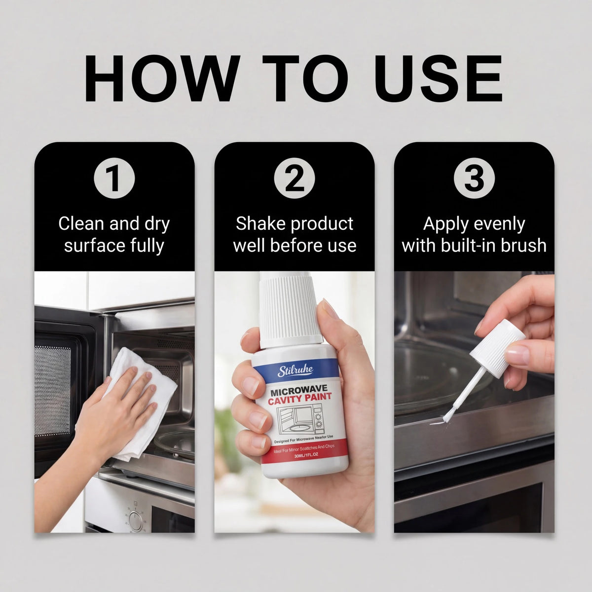 Heat Resistant Microwave Cavity Paint White Microwave Interior Touch Up Paint Appliance Scratch Repair 30ml Cover up rust DIY