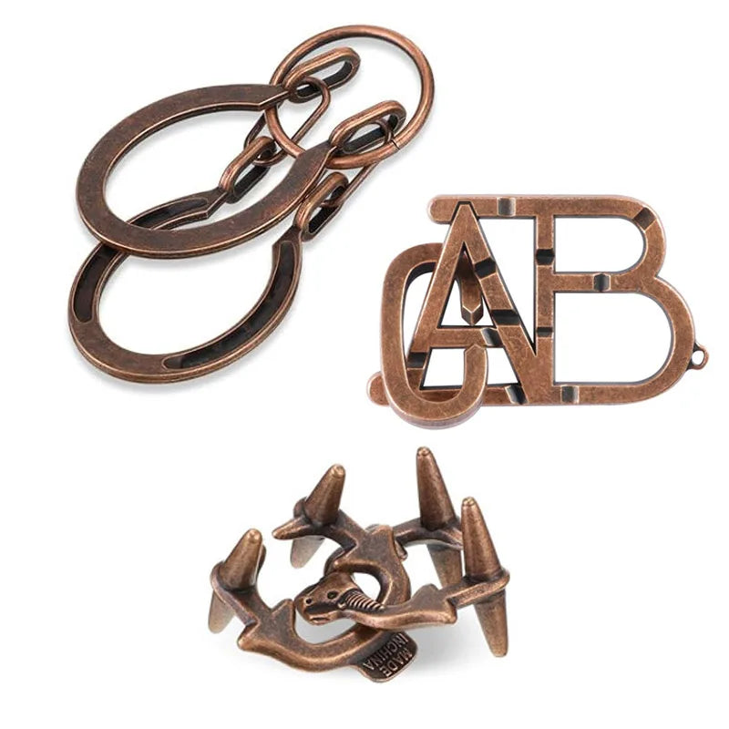 Magic Baffling 3PCS Set Disentanglement Metal Brain Teaser Puzzles Ring Educational Toys IQ Games For Kids Teens Adults Gifts