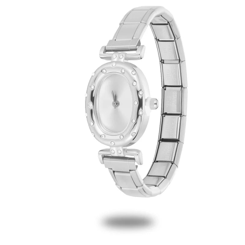 New Vintage Men Women's High Quality Oval Shape Stainless Steel Watch Bracelet Fit 9mm DIY Italian Charm Bangle Jewelry Gifts
