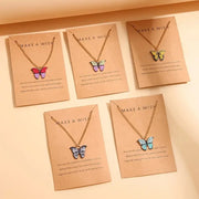5 Pcs Fashion Boho Colorful Butterfly Necklaces Set for Women Korea Style Pendant Necklace Cute Jewelry Gift Wholesale 2024 New