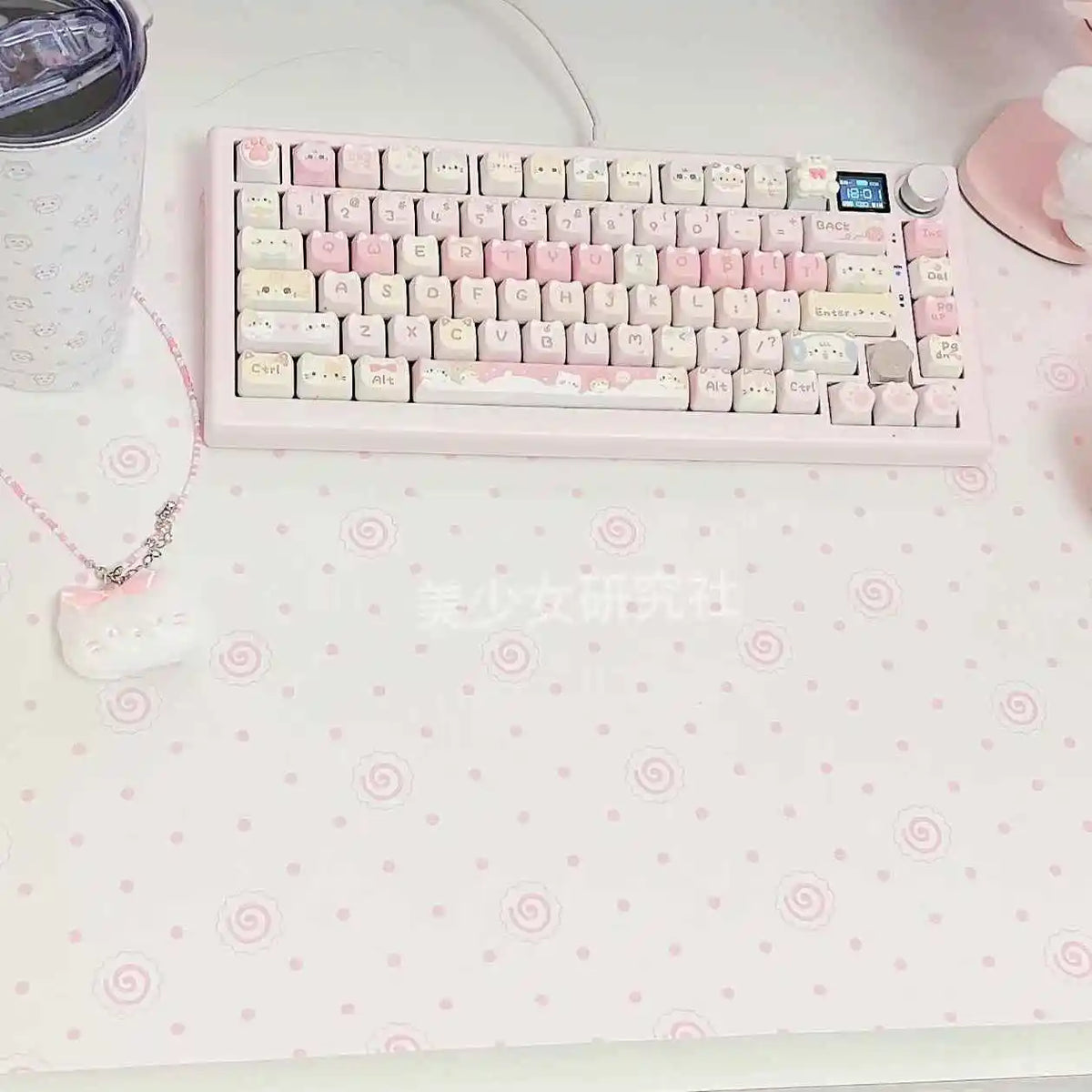 Original Pink Girl Mouse Pad PU Leather Waterproof Anti-slip Office Study Desk Mat Large Size Computer Keyboard Pad Placemats