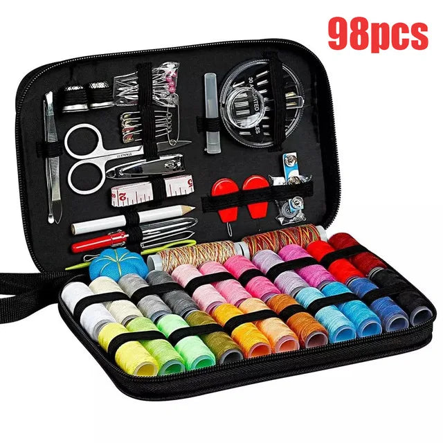 Portable Sewing Repair Kit with Case — 68 or 98 Pieces