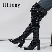 Patent Leather Thigh-High Boots