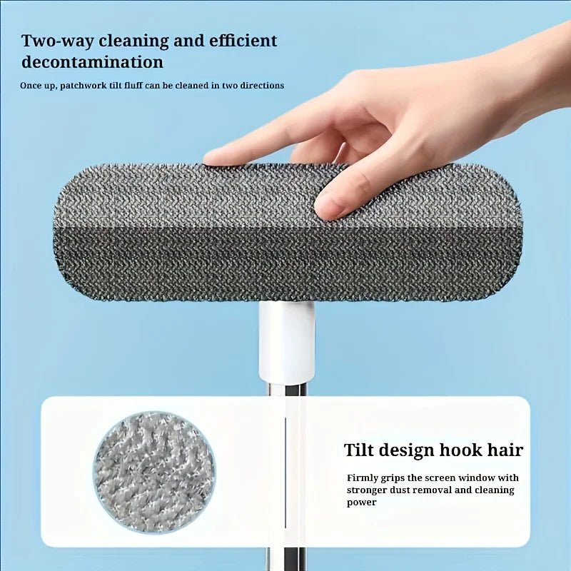 Magic Window Cleaning Brush & Pet Hair Remover with Retractable Double Rod - Adjustable Window Tool Suitable for Screens/Glass