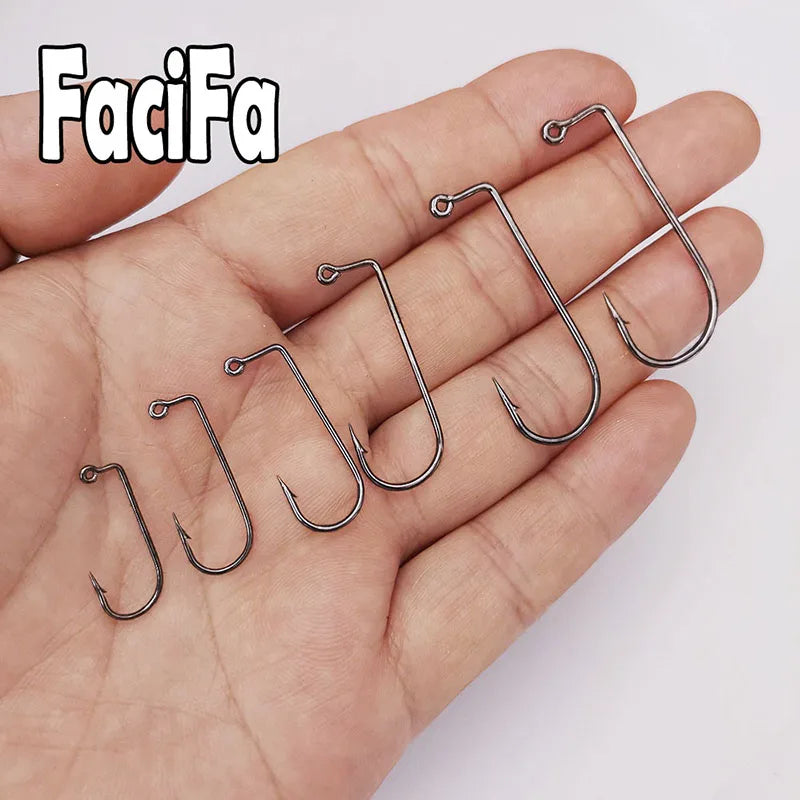 100 pcs 90 Degree Jig Fly Tying Strong Wire Saltwater Freshwater Fish Hook Aberdeen jig fishing size 6 4 2 1 1/0 to 4/0#