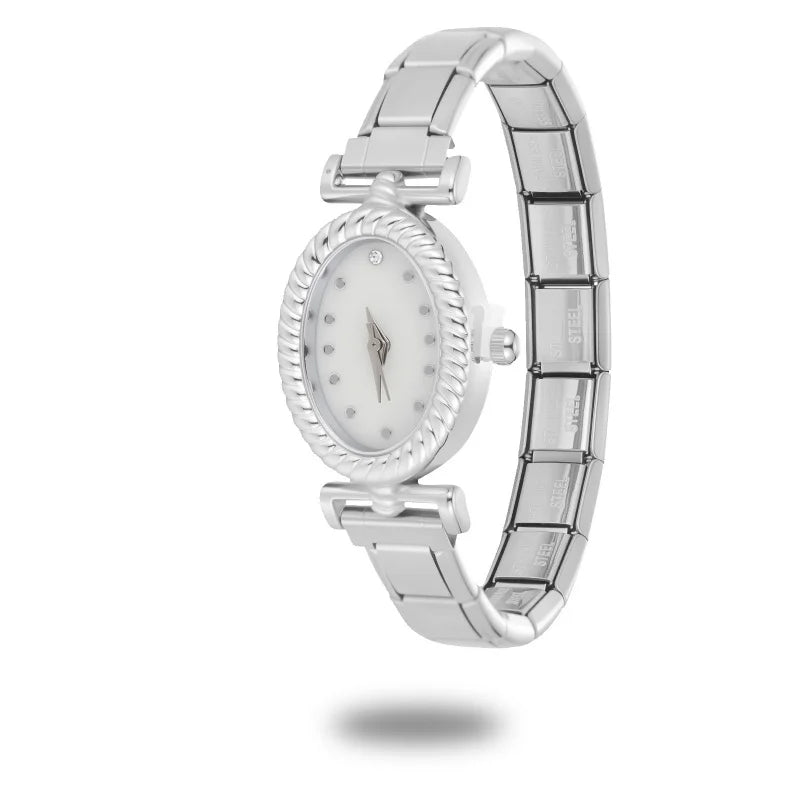 New Vintage Men Women's High Quality Oval Shape Stainless Steel Watch Bracelet Fit 9mm DIY Italian Charm Bangle Jewelry Gifts