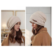 Women's Knit Beanie Hat Autumn Winter Warm Plush Fleece Lined Large Size Full Coverage Stackable Design Outdoor Activities Daily