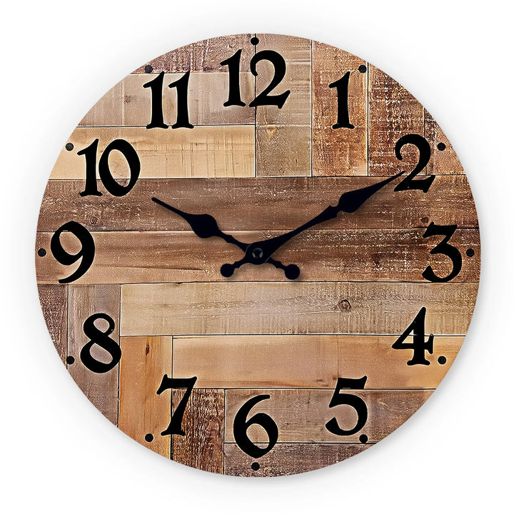 Wood-Look Quartz Wall Clock — 10–16 Inches, Battery Not Included