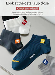 Men's Polyester Low-Cut Ankle Socks — 5 Pairs, Mixed Colors